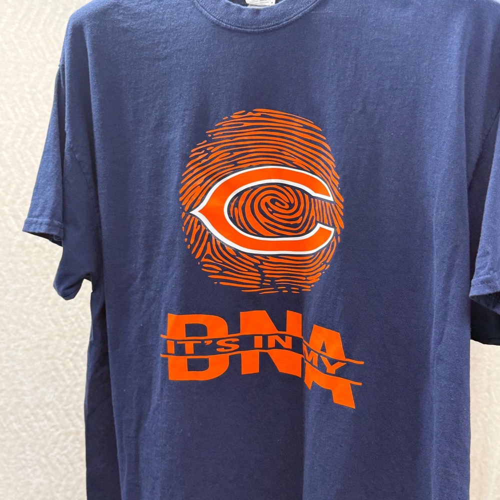 Chicago Bears DNA Fingerprint Graphic T-Shirt Navy Blue Mens Large NFL Football